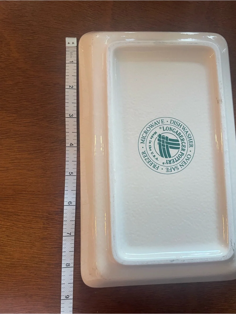 Longaberger Pottery Woven Traditions Ivory Rectangular Serving Tray 8.5